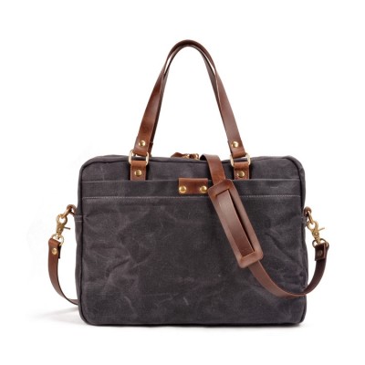 AT4 Laptoptasche VINTAGE™ Gewachstem Canvas und Echtem Leder Aktentashe Laptoptasche Arbeitstasche Umhängetasche 16"